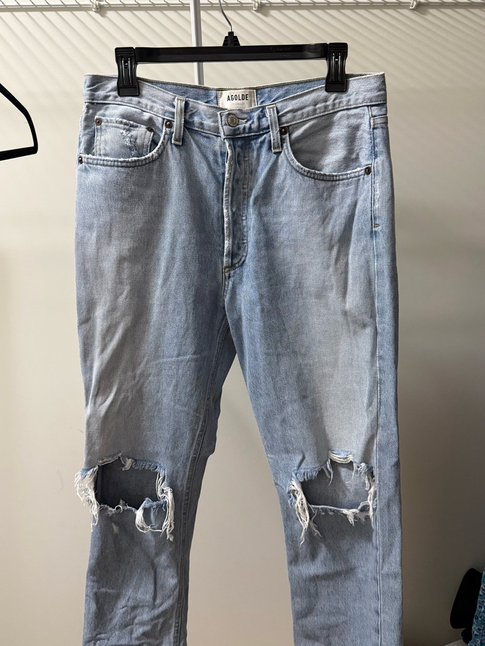 Agolde Light Blue Distressed Women's Ankle Jeans